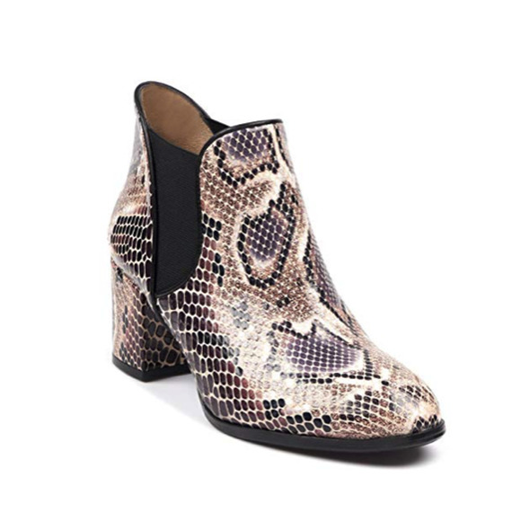 NIB~ BOBERCK Tyler Collection Women's‎ Leather Bootie~Snake Print~5 - Picture 1 of 6